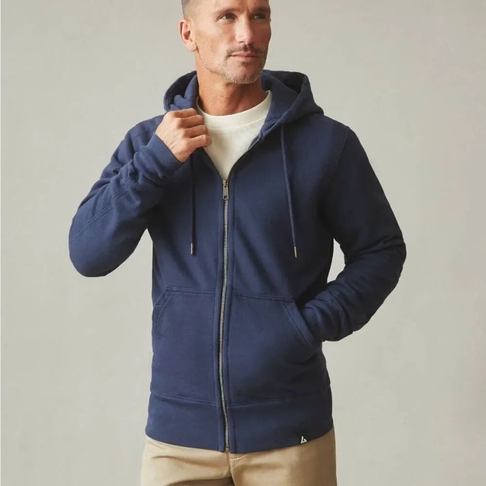 NEW American Giant Men's Classic Full Zip Dark Oxford Blue Fleece Size XXL